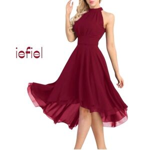 iefiel Sheer Red Midi Dress Size 10